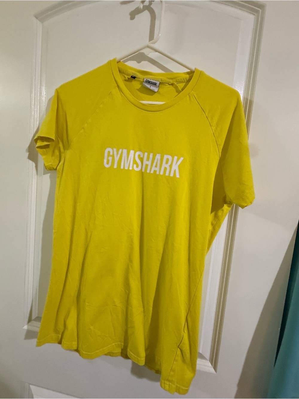 Gymshark Yellow Crewneck Tee with White Logo Tag